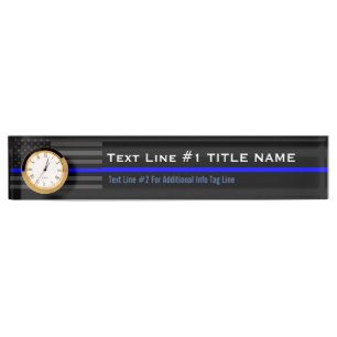Personalisierte Thin Blue Line American Flag auf Namensplakette
