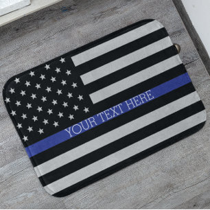 Personalisierte Thin-Blue-Line-Flagge Badematte