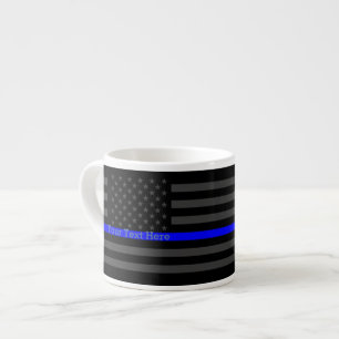 Personalisierte Thin Blue Line Graue US-Flag-Gesch Espressotasse