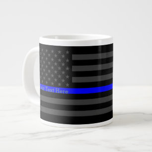 Personalisierte Thin Blue Line Graue US-Flagge Des Jumbo-Tasse
