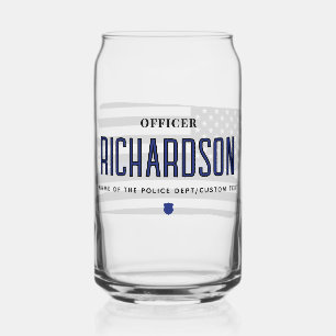 Personalisierte Thin Blue Line Polizei-Offiziers-F Dosenglas
