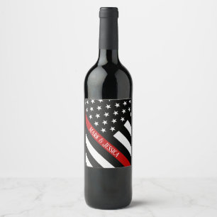 Personalisierte Thin-Red-Line-Flagge Weinetikett
