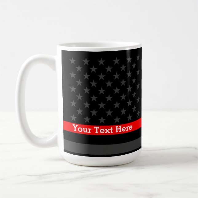 Personalisierte Thin Red Line Graue US-Flag-Anweis Kaffeetasse (Links)