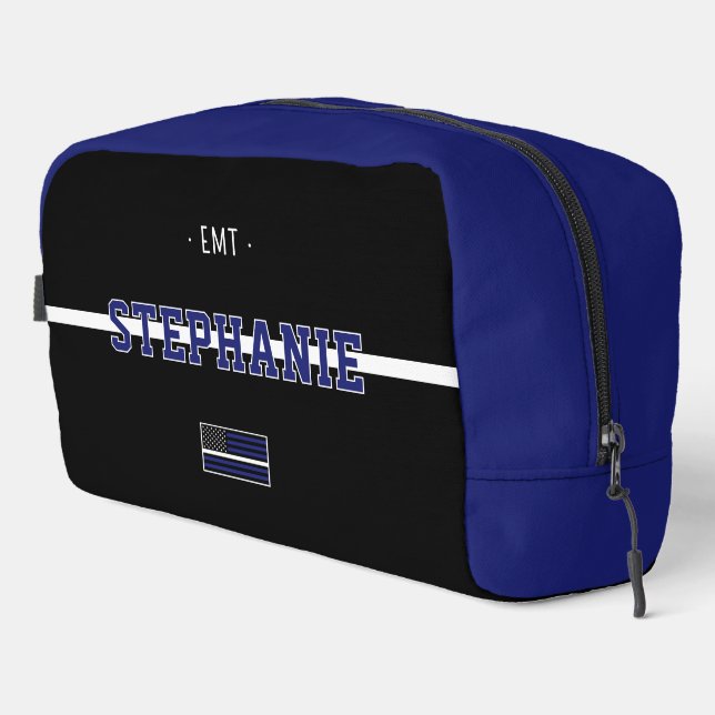 Personalisierte Thin White Line USA Flag EMS EMT Waschbeutel (Rechte Ecke)