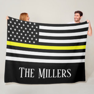 Personalisierte Thin-Yellow-Line-Flagge Fleecedecke