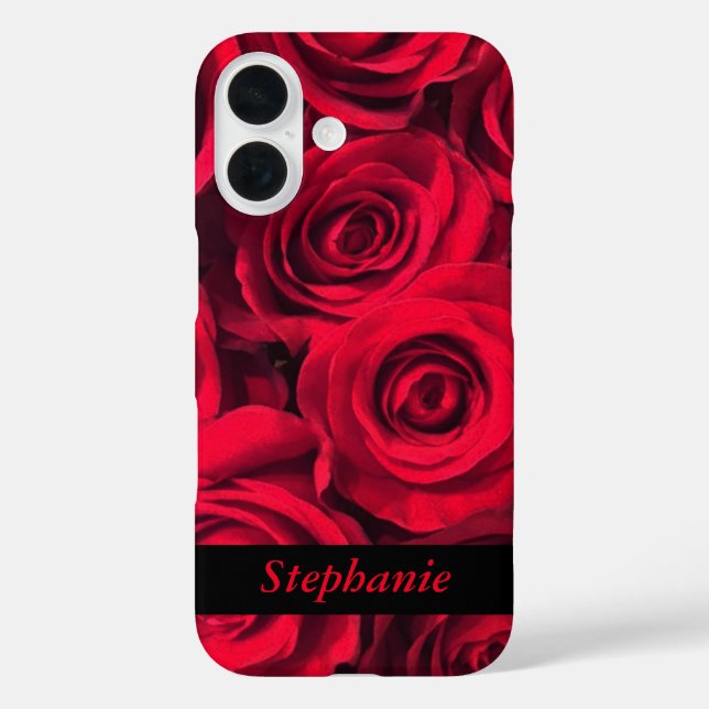 Personalisierte tiefe Rote Rose blüht Case-Mate iPhone Hülle (Rückseite)
