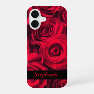 Personalisierte tiefe Rote Rose blüht iPhone 16 Hülle