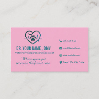 Personalisierte Tierklinik-Karte mit Herz-Logo für Visitenkarte