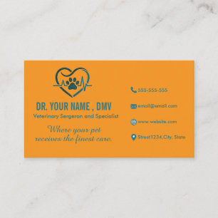 Personalisierte Tierklinik-Karte mit Herz-Logo für Visitenkarte