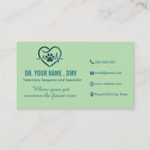 Personalisierte Tierklinik-Karte mit Herz-Logo für Visitenkarte