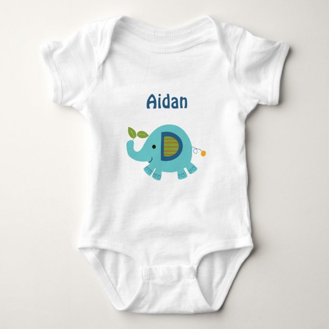 Personalisierte Tierparade Elephant Baby Shirt (Vorderseite)