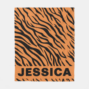 Personalisierte Tigerstreifen Orange Schwarz Tier Fleecedecke