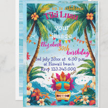 personalisierte Tiki-Luau-Tropenstrand-Einladung