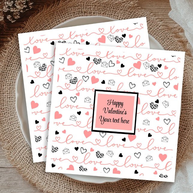 Personalisierte Tisch-Liebes-Text-Kunst Valentinst Serviette (Personalized Table Love Text Art Valentine Napkins)