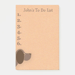 Personalisierte To-Do-Liste mit braunem Hund Post-it Klebezettel