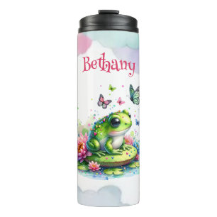 Personalisierte Toad, Blume und Schmetterlinge Thermosbecher