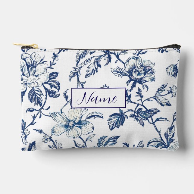 Personalisierte Toilettenbeutel - Blaue Blume Zubehörtasche (Vorderseite)