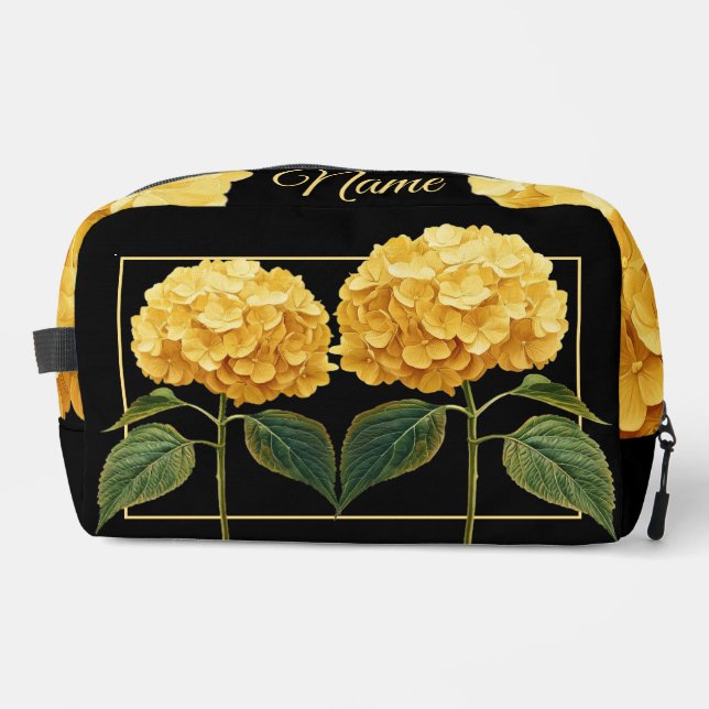 Personalisierte Toilettenbeutel - Gelbes Hydrangea Waschbeutel (Vorderseite)
