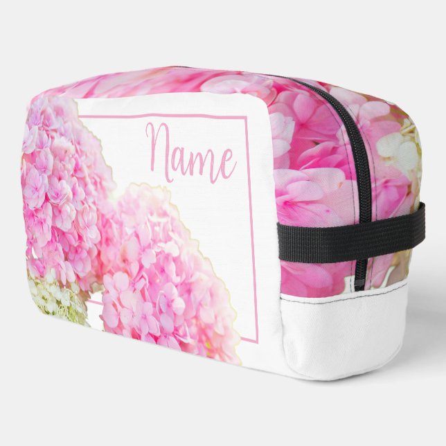 Personalisierte Toilettenbeutel - Pink Hydrangea Waschbeutel (Linke Seite)
