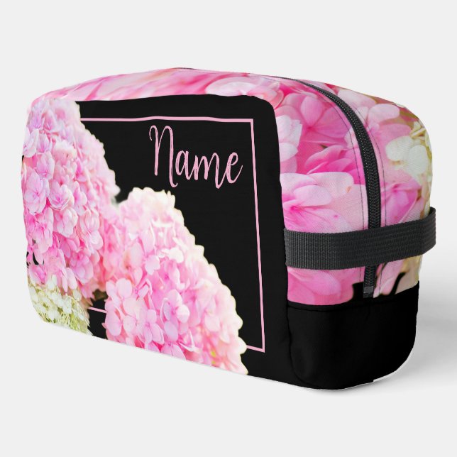 Personalisierte Toilettenbeutel - Pink Hydrangea Waschbeutel (Linke Seite)