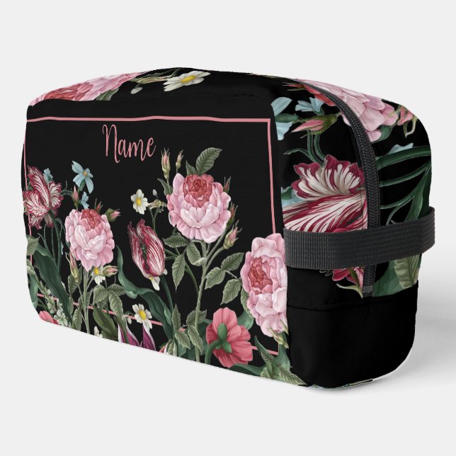 Personalisierte Toilettenbeutel - Rosa Blume Mix Waschbeutel (Linke Seite)