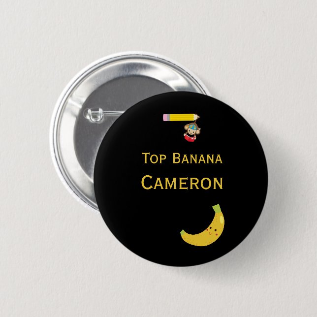 Personalisierte Top Banana mit dem "Hanging Monkey Button (Vorne & Hinten)