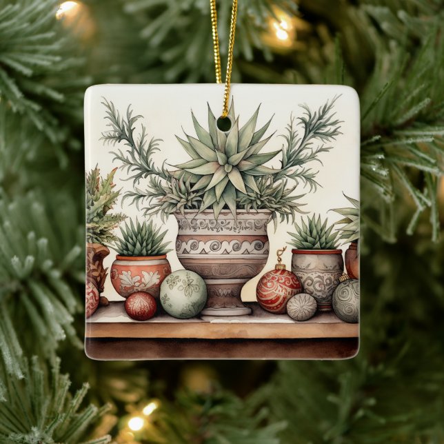 Personalisierte Töpfchen Weihnachten Keramikornament (Baum)