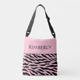 Personalisierte Tote mit Pink Zebra-Muster Tragetaschen Mit Langen Trägern