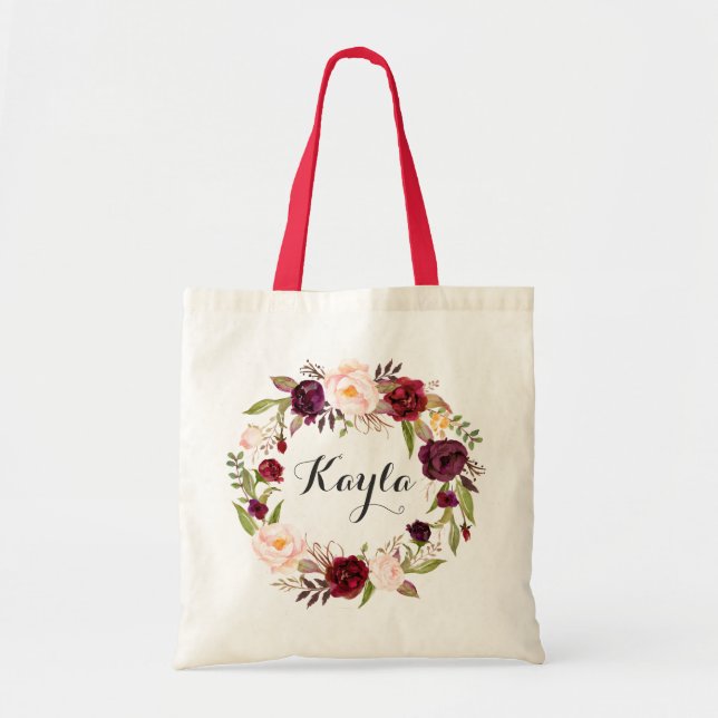 Personalisierte Tote Tasche. Blumenbeutel. Bridesm Tragetasche (Vorne)