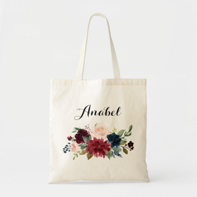 Personalisierte Tote Tasche. Blumenbeutel. Bridesm Tragetasche (Vorne)