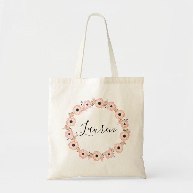 Personalisierte Tote Tasche. Blumenbeutel. Bridesm Tragetasche (Vorne)