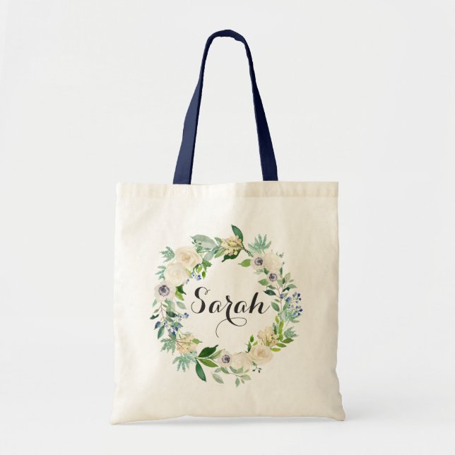 Personalisierte Tote Tasche. Blumenbeutel. Bridesm Tragetasche (Vorne)