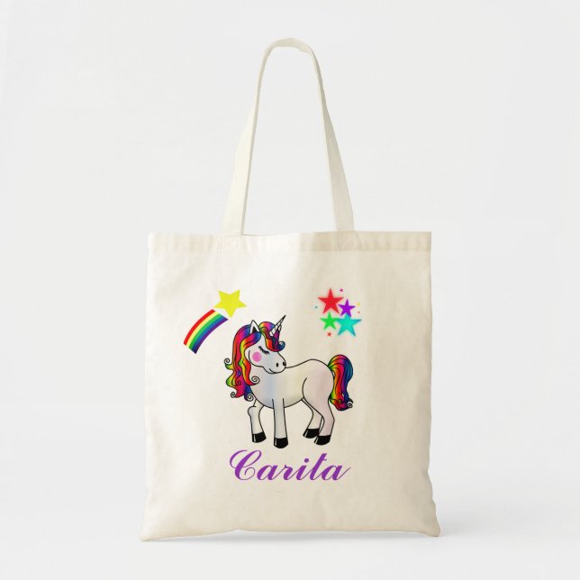Personalisierte Tote Tasche für Einhorn und Sterne (Vorne)