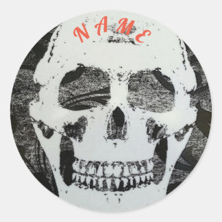PERSONALISIERTE TOTENKOPF-RUNDSTICKER RUNDER AUFKLEBER
