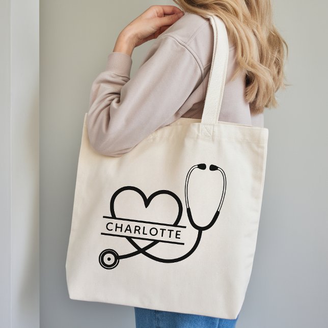 Personalisierte Tragetasche als Geschenk für Ärzte (Personalized Monogram Tote Bag Graduation Gift for New Nurses, Doctors or Healthcare Coworkers)