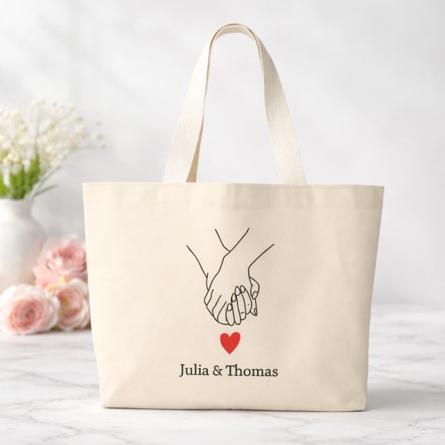 Personalisierte Tragetasche mit händchenhaltendem  (Von Creator hochgeladen)