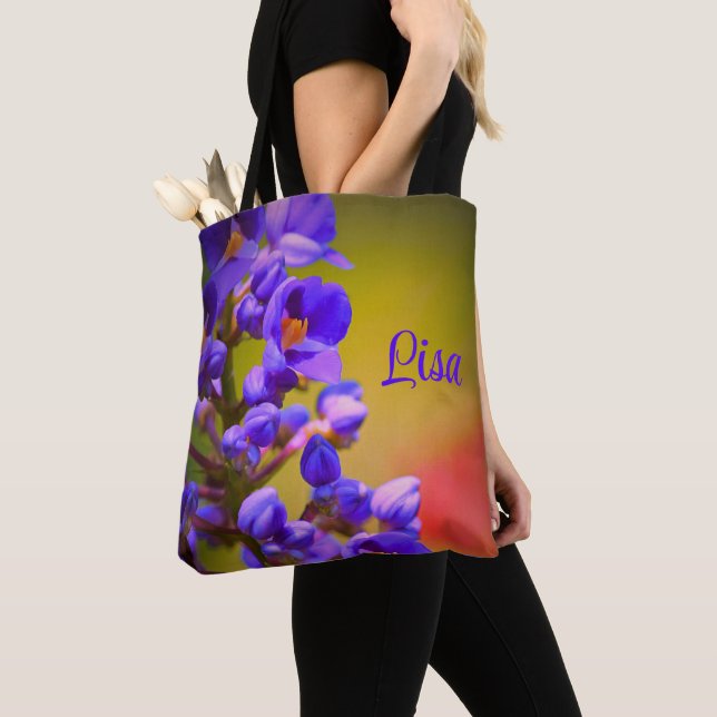 PERSONALISIERTE TRAGETASCHEN - LILA BLUME (Von Nahem)