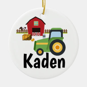 Personalisierte Traktor-Bauernhof-Kinder Keramik Ornament