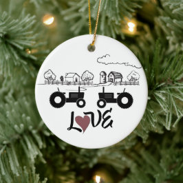 Personalisierte Traktor Couple Farm LIEBE Weihnach Keramik Ornament