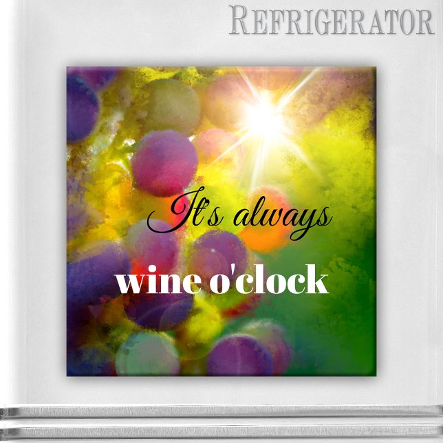 Personalisierte Trauben Wine tasting in der Fattor Magnet (A colorful and happy fridge magnet, featuring a painting of grapes in the sun)