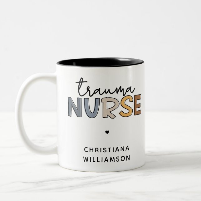 Personalisierte Trauma Nurse Trauma Pflegegeschenk Zweifarbige Tasse (Links)