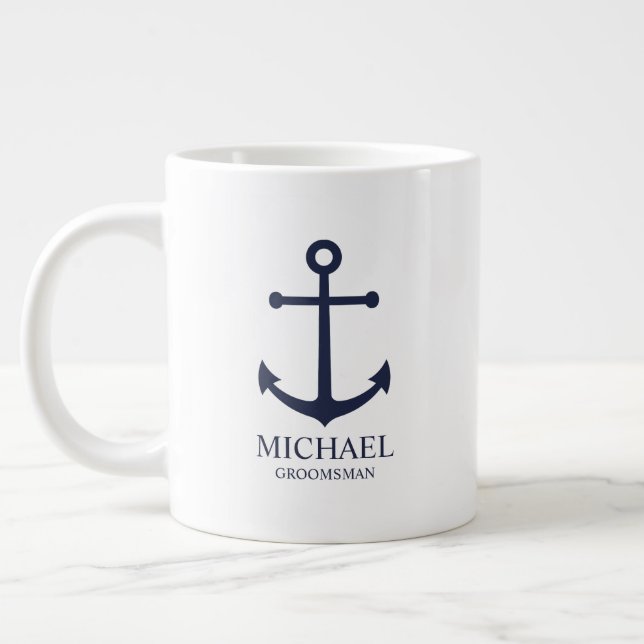 Personalisierte Trauzeuge der Nautischen Marine Jumbo-Tasse (Links)