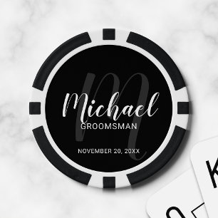 Personalisierte Trauzeugen für Schwarze Schrift Pokerchips
