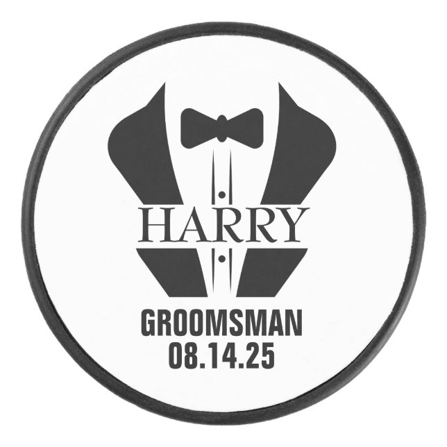 Personalisierte Trauzeugen Geschenke Eishockey Puck (Vorderseite)