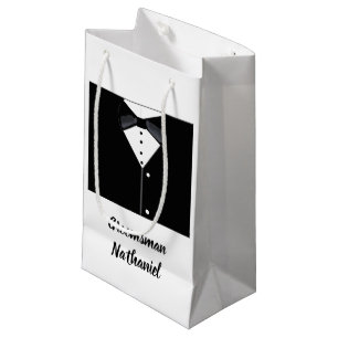 Personalisierte Trauzeugen-Geschenktasche aus schw Kleine Geschenktüte