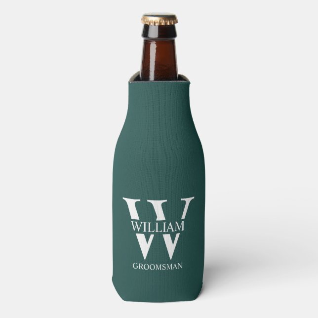 Personalisierte Trauzeugen-Monogramm & Name Flaschenkühler (Flaschenvorderseite)