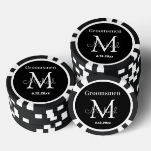 personalisierte Trauzeugen Schwarz-Weiß-Hochzeit Pokerchips