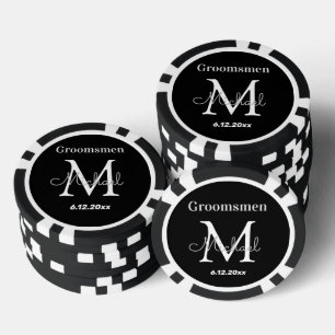 personalisierte Trauzeugen schwarz-weiße Hochzeit Pokerchips
