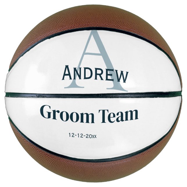 personalisierte Trauzeugen von einfachen Monogramm Basketball (Vorderseite)