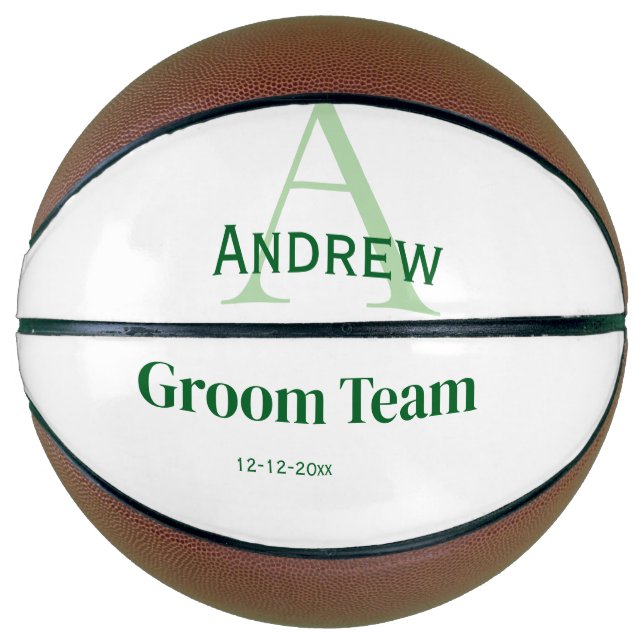 personalisierte Trauzeugen von einfachen Monogramm Basketball (Vorderseite)